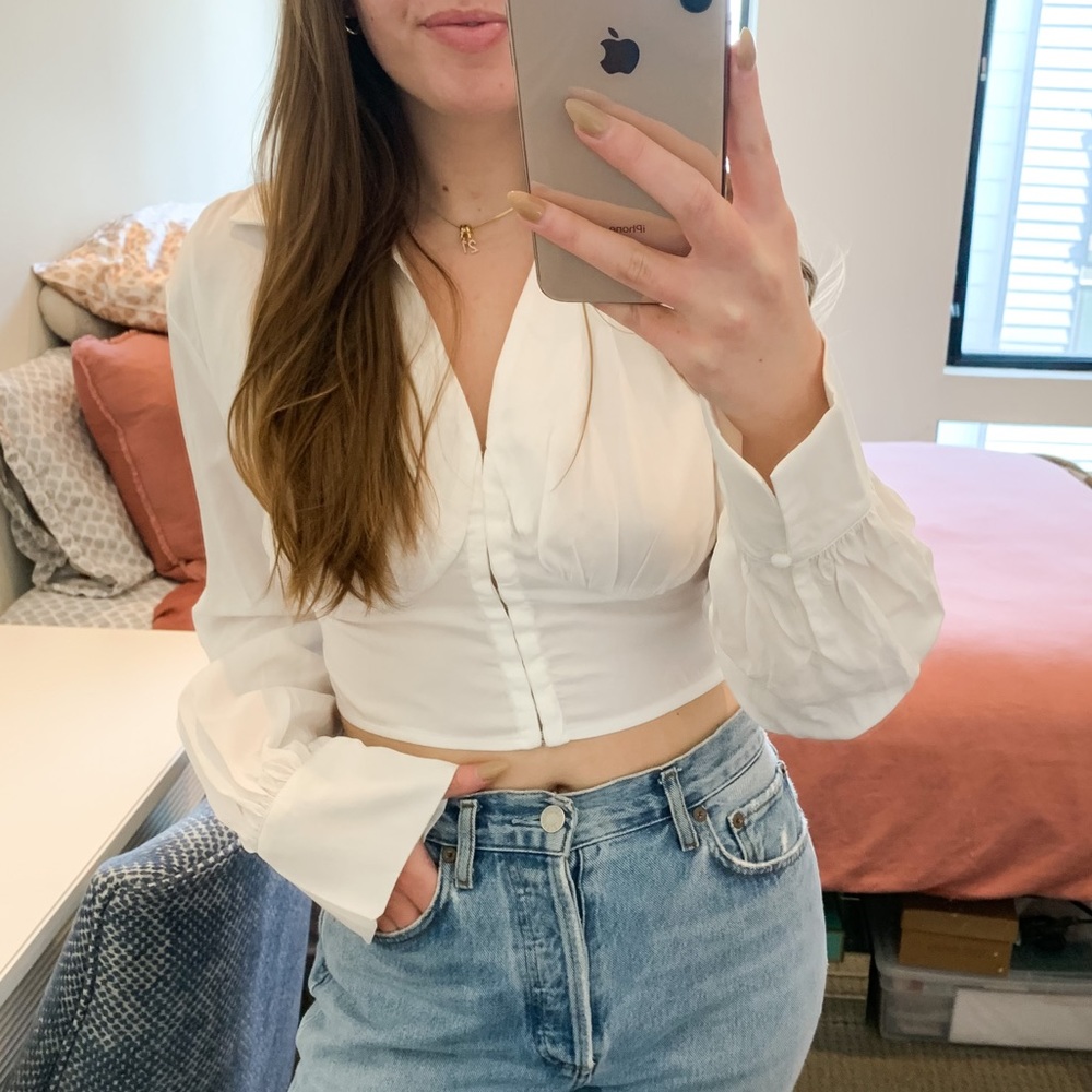 Cider White Long Sleeve Blouse